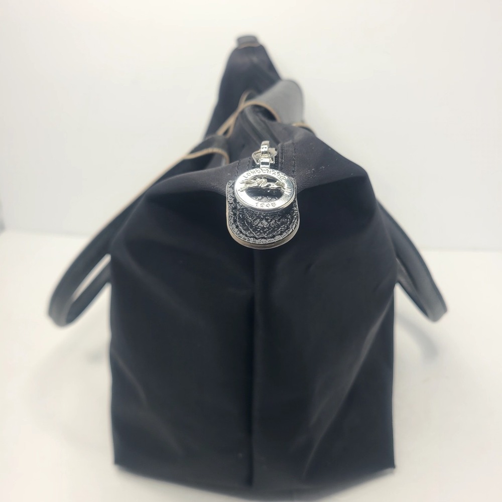 LONGCHAMP LE PLIAGE Tote Travel Shoulder Bag Nylon Embroided Handbag Black Large - Picture 7 of 11